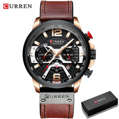 Military Leather Chronograph Wristwatch